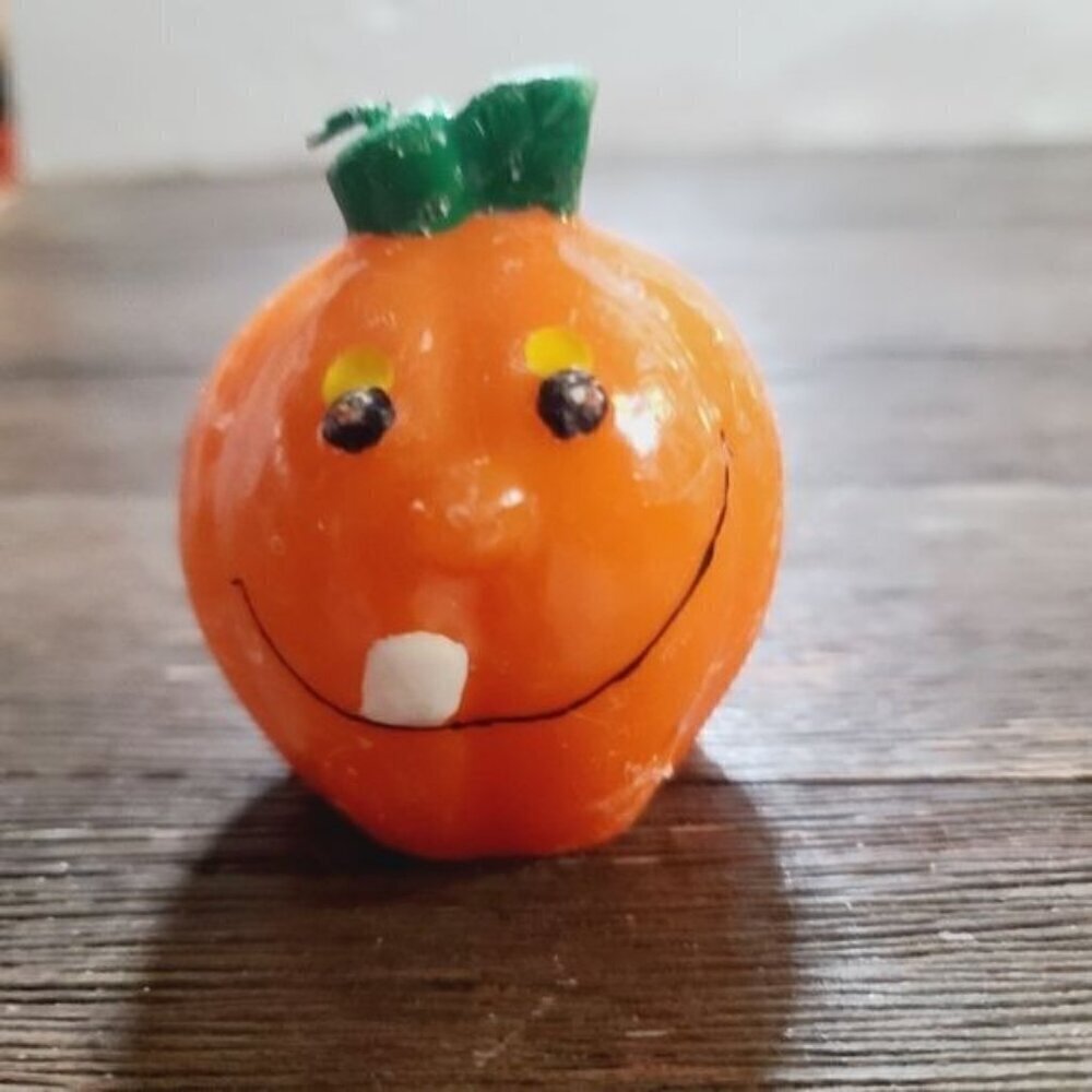 Vintage Halloween Orange Pumpkin Jack-o-lantern Candle